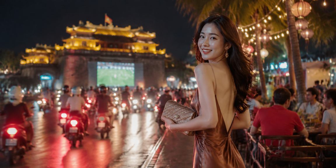 Không khí đăng ký nhận thưởng rực rỡ về đêm tại thành phố Huế