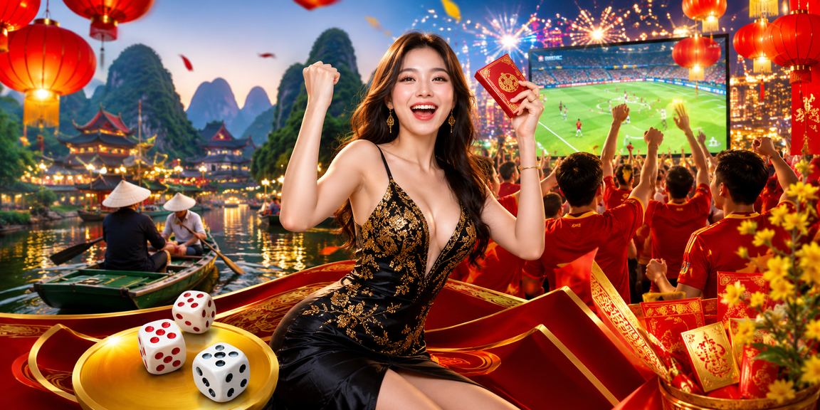 Bàn tài xỉu truyền thống với đèn lồng tại Ninh Bình trong dịp lễ hội